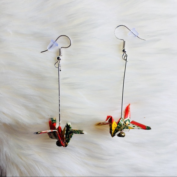 Origami Crane Earrings - Picture 1 of 2